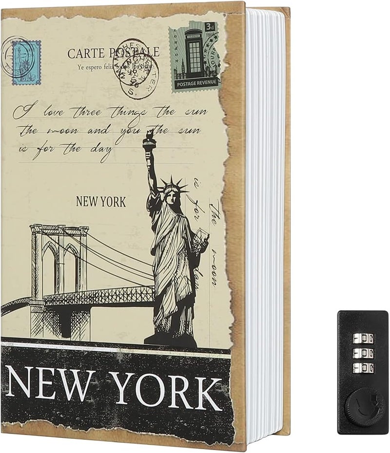 Parrency Diversion Book Safe Storage Box,Hidden Safe with Combination Code,Secret Safe Containers for Money, Jewelry Documents or Valuables,New York - Image 1
